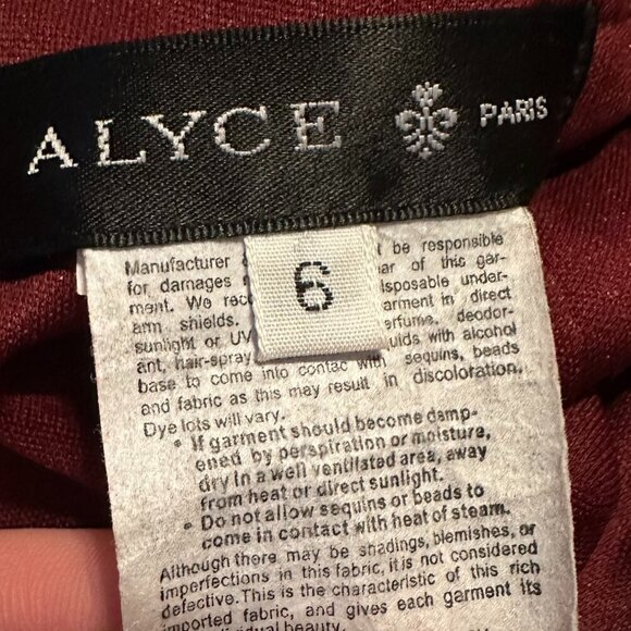 Alyce Paris Burgundy Red Floor Length Gown Maxi Dress High Slit Fitted Size 6 - Picture 15 of 16